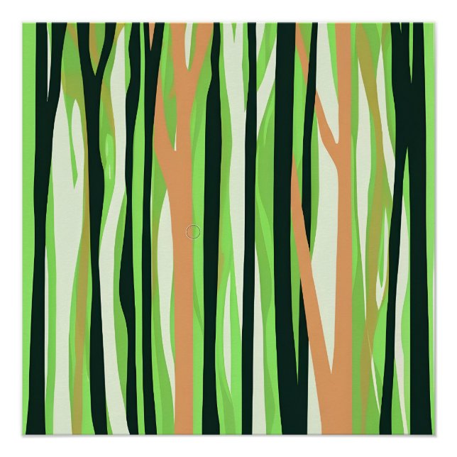 Póster abstrato, imagem estilizada de uma floresta (Frente)