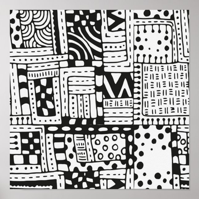 Póster Abstrato Indígena inspirada Figuras 2 (Frente)