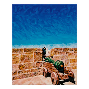 Póster Abstrato Interpretação do Canhão Histórico