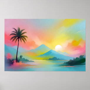 Poster Abstrato Landscape Beach Sky - Arte de fundo