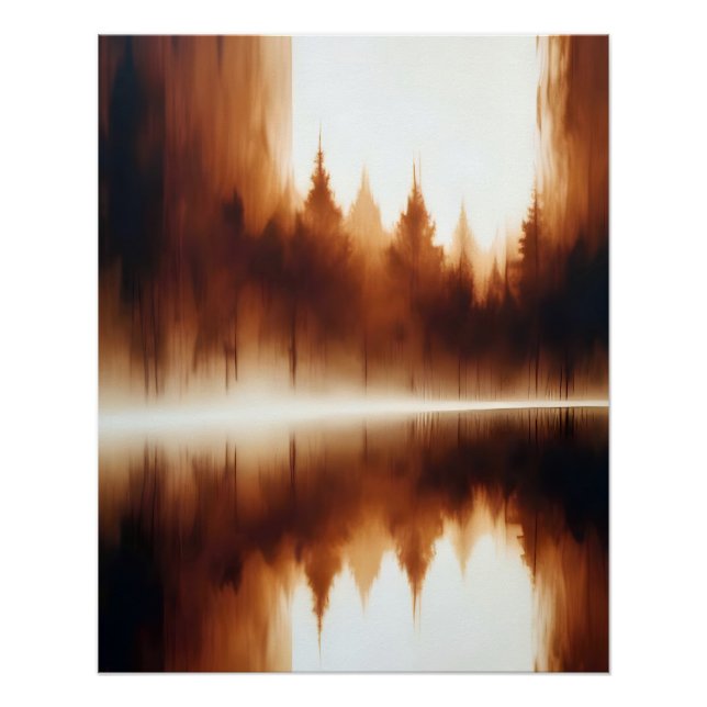 Póster Abstrato Landscape Lake Forest Poster (Frente)