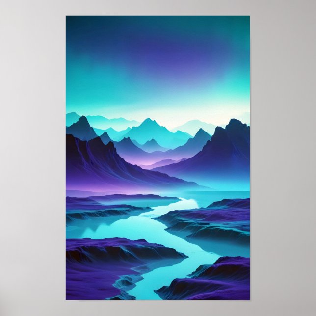 Poster Abstrato Landscape Mountain Valley Nature Scenery (Frente)
