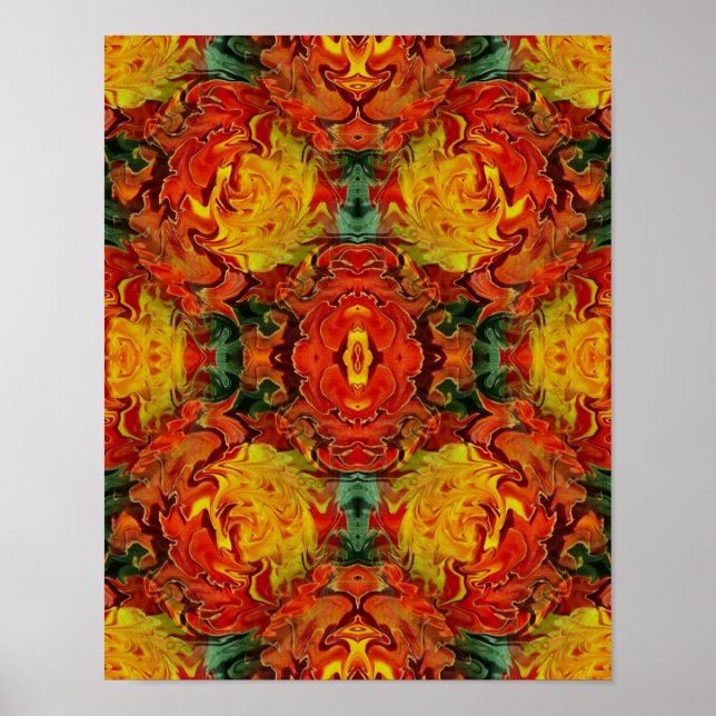 Poster Abstrato Laranja Amarelo Verde (Frente)