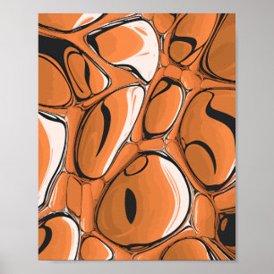 Poster Abstrato Laranja Moderno - Design de Arroz