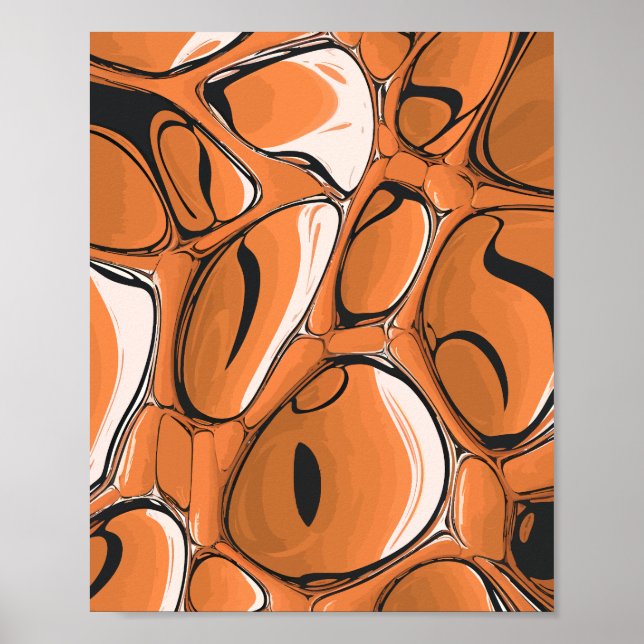 Poster Abstrato Laranja Moderno - Design de Arroz (Frente)