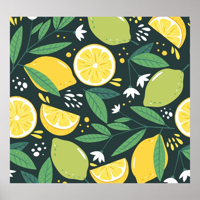 Poster Abstrato Lemon: Arte Moderna Sem Costura. (Frente)