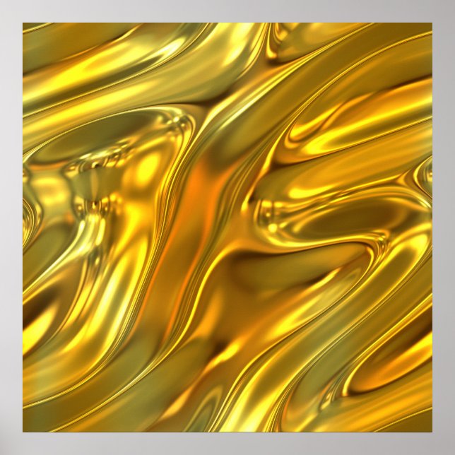 Poster Abstrato líquido Dourado (Frente)