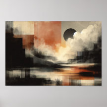 Abstrato lua pelo lago AI Wall Art