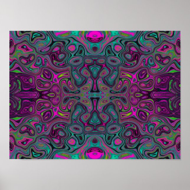 Poster Abstrato Magenta e azul-lacrimogênio (Frente)