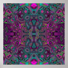 Poster Abstrato Magenta e azul-lacrimogênio