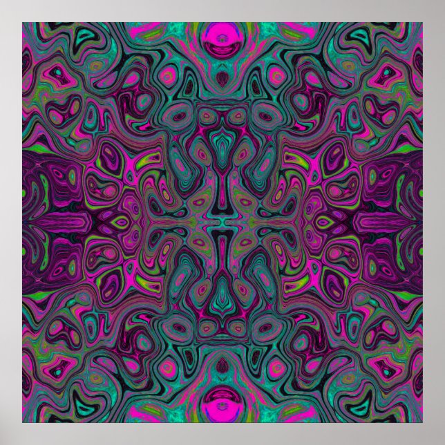 Poster Abstrato Magenta e azul-lacrimogênio (Frente)