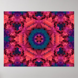 Poster Abstrato mandala kaleidoscope em formas redondas
