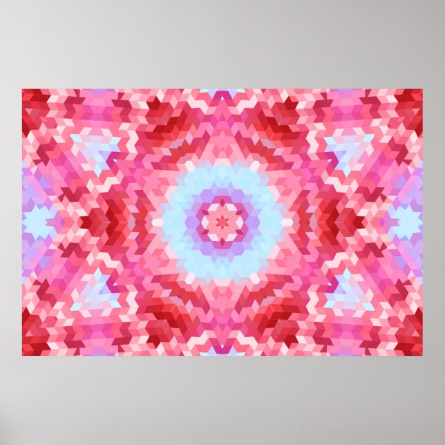 Poster Abstrato mandala kaleidoscope em formas redondas (Frente)