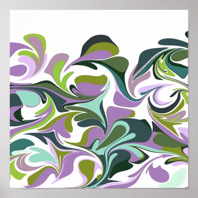 Poster Abstrato Marble Art Purple e Green (Frente)