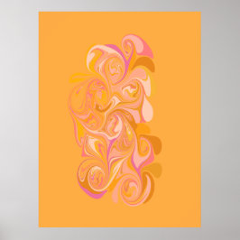 Poster Abstrato Marble Swirl Art em amarelo