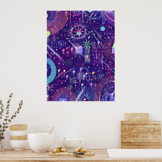 Poster Abstrato Maximalista em Roxo (Cozinha)
