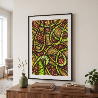 Poster Abstrato Maximalista Orgânico Verde Vibrante