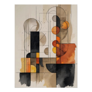 Póster Abstrato minimalista aquarela terra tonalidades ar