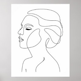 Poster Abstrato Minimalista Linda Arte em Linha da Mulher