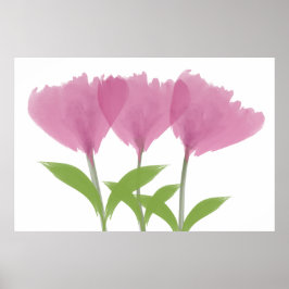 Póster Abstrato Minimalístico Buquê de Peony de Aquarela
