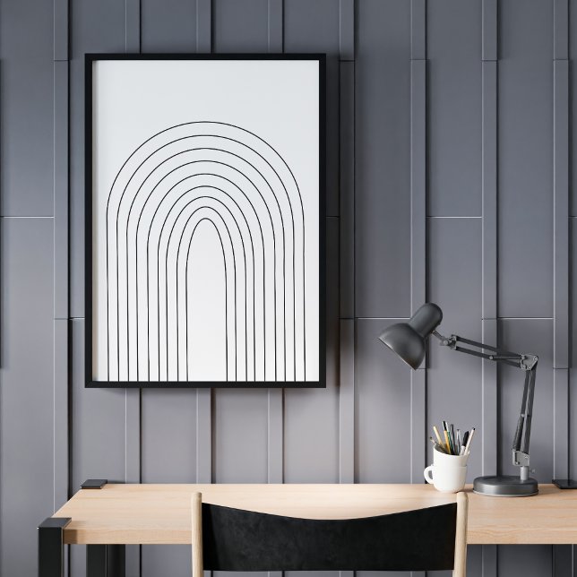 Poster Abstrato Minimizador Rainbow Black White Lines (Criador carregado)