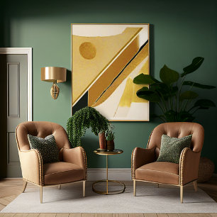 Póster Abstrato Mínimo Dourado Amarelo
