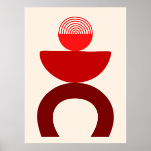 Poster Abstrato Modern Art Geometrics Shapes Red