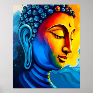 Poster Abstrato Modern Art   Pintura de Retrato Buddha