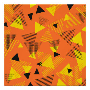 Póster Abstrato Modern Art Triangs Orange Yellow