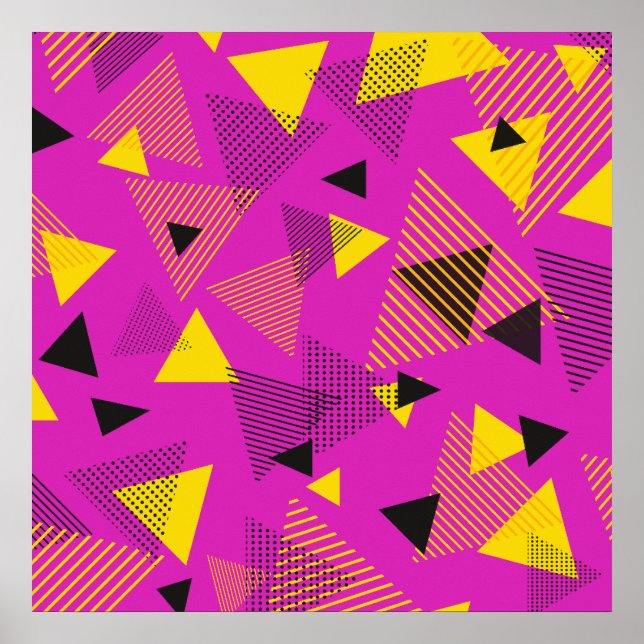 Poster Abstrato Modern Art Triangs Purple Yellow (Frente)