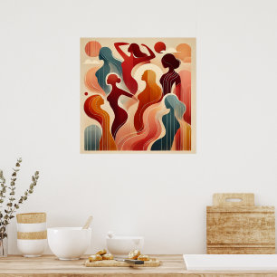Poster Abstrato moderna celebrando o empoderamento das mu