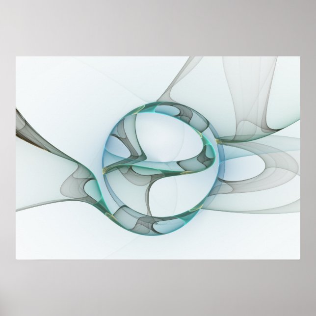 Póster Abstrato moderna Cinza azul-turquesa (Frente)
