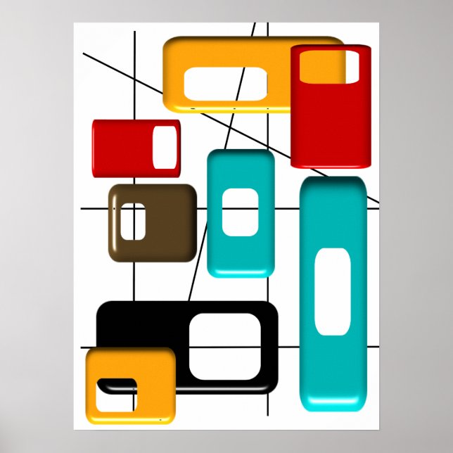 Poster abstrato moderno #41 do meio século (Frente)