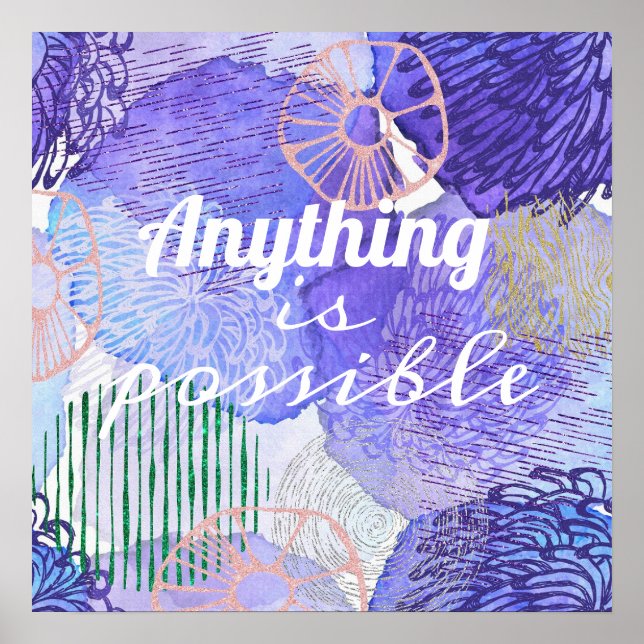 Poster Abstrato moderno azul e roxo (Frente)