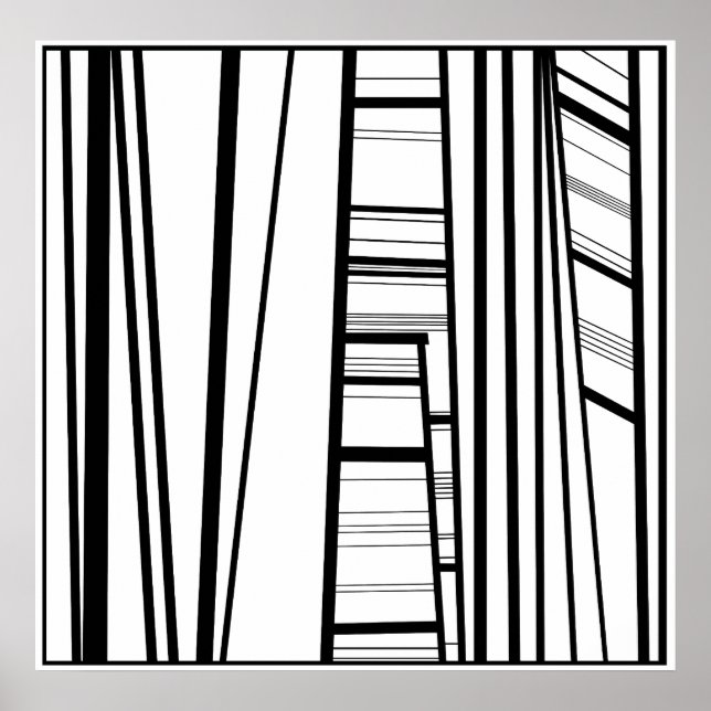 Póster abstrato moderno b/m (Frente)