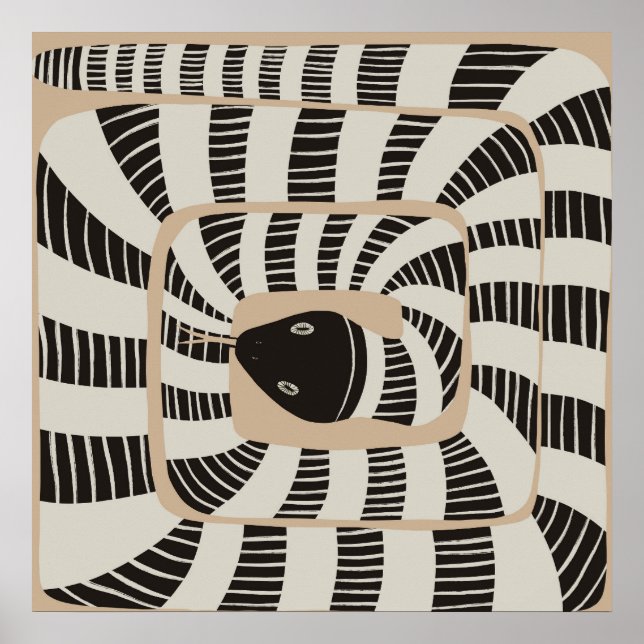 Poster Abstrato moderno - Cobra de Bandas com striping |  (Frente)