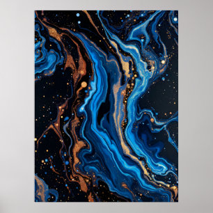 Poster Abstrato Moderno Colorida Art.Meia-Noite Dourada M