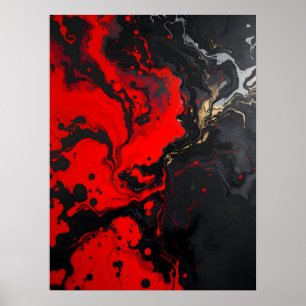 Poster Abstrato Moderno Colorida .Crimson Abyss Abstrato