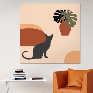 Poster Abstrato Moderno de Gato Negro