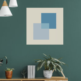 Poster Abstrato moderno de tons azuis, Design minimalista