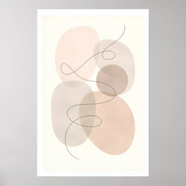 Poster Abstrato Moderno Neutro de Linha e Forma Mínima (Frente)