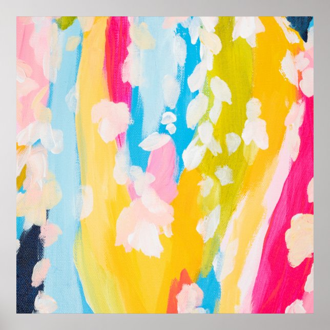 Poster Abstrato moderno - Teal e Design pintado amarelo (Frente)