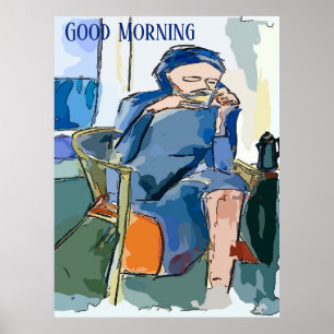 Poster Abstrato Morning Coffee Poster, adicionar texto