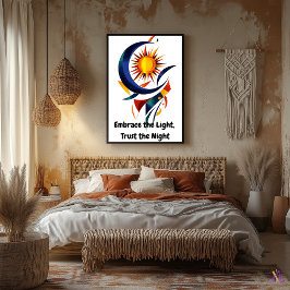 Poster Abstrato Motivational Minimalist Sun e Moon Art
