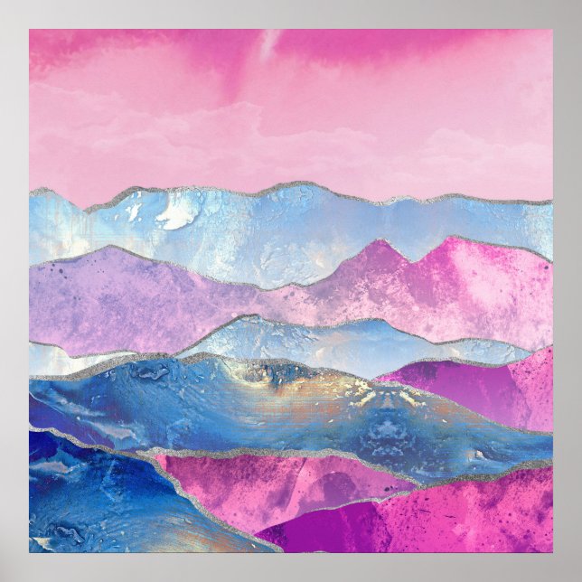 Poster Abstrato Mountain Landscape Arte Digital (Frente)
