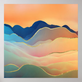 Poster Abstrato Mountain Landscape Arte Digital