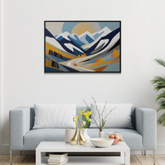 Poster Abstrato Mountain Landscape Decor Artístico Modern