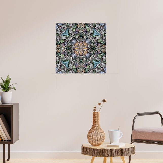 Poster Abstrato Multicolor Suculent Garden Rosette (Sala de Estar 3)