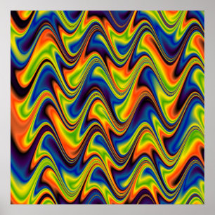 Poster Abstrato Multicolorido Ondulado