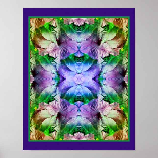 Poster Abstrato Multipla Flor de Hibiscus (Frente)